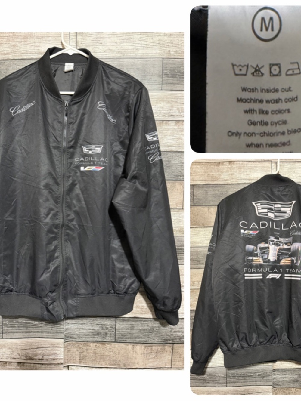 Garment One Cadillac Formula 1 Team Bomber Jacket Men’s M Black Full Zip